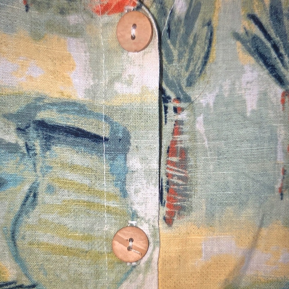 Hot Cotton Yellow Tropical Print Short Sleeve Button-Up - Picture 8 of 9